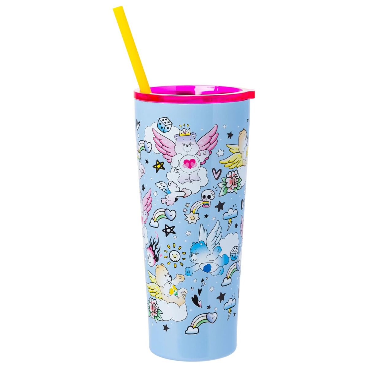 Vaso de Acero Inoxidable de Doble Pared con Pajilla de los Ositos cariñositos